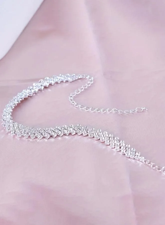Take Two  Women Silver Rhinestone Anklet for Women | Best Price UAE